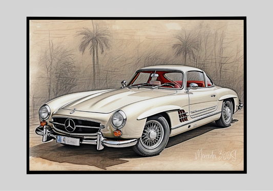 Plakat Mercedes 300SL Szkic