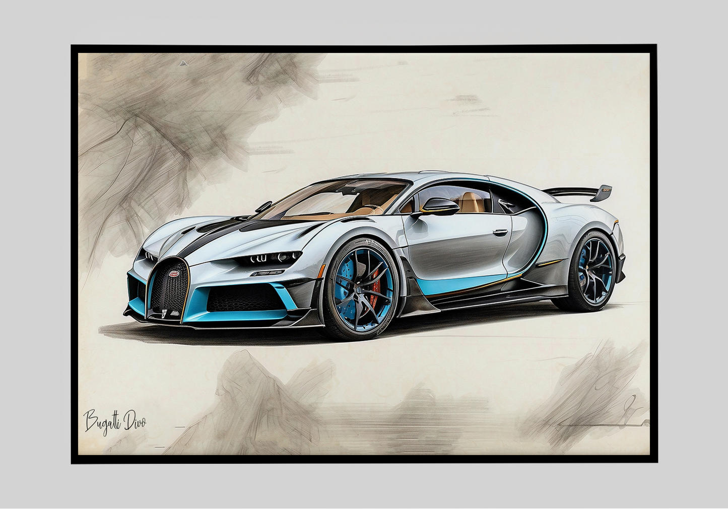 Plakat Bugatti Divo Szkic