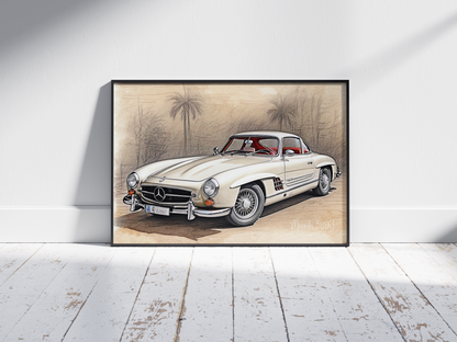 Plakat Mercedes 300SL Szkic