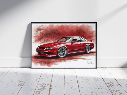 Plakat Nissan Silvia Szkic