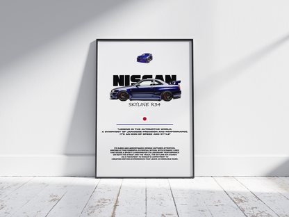 Plakat Nissan Skyline R34 Piękność