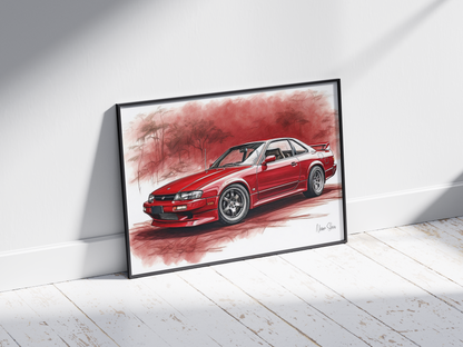 Plakat Nissan Silvia Szkic