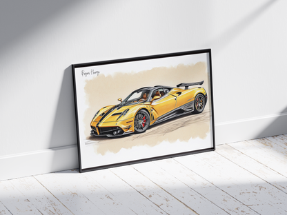 Plakat Pagani Huarya Szkic