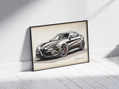 Plakat Alfa Romeo Giulia Szkic