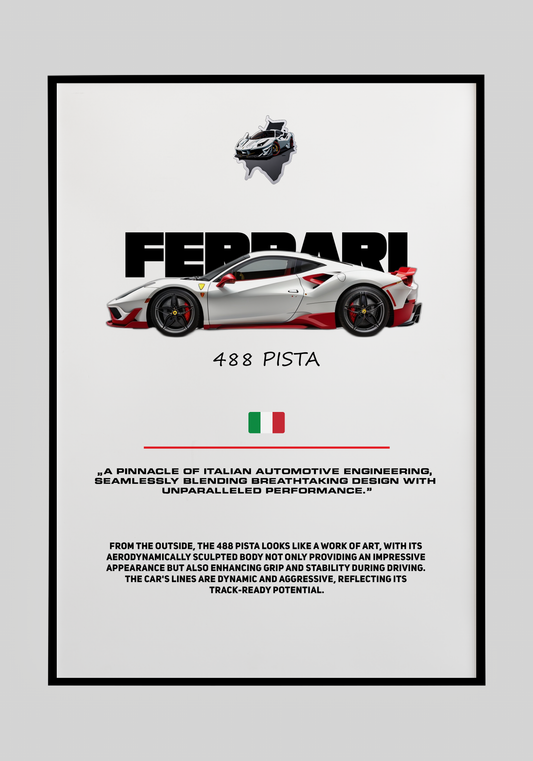 Plakat Ferrari 488 Pista Piękność - Plakart Lab